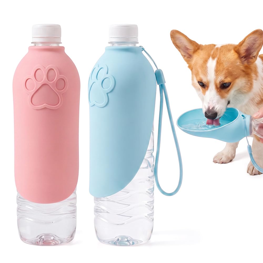 Portable Dog Water Bottle Foldable Dog Travel Water Bottle (Pink, 1 PCS)