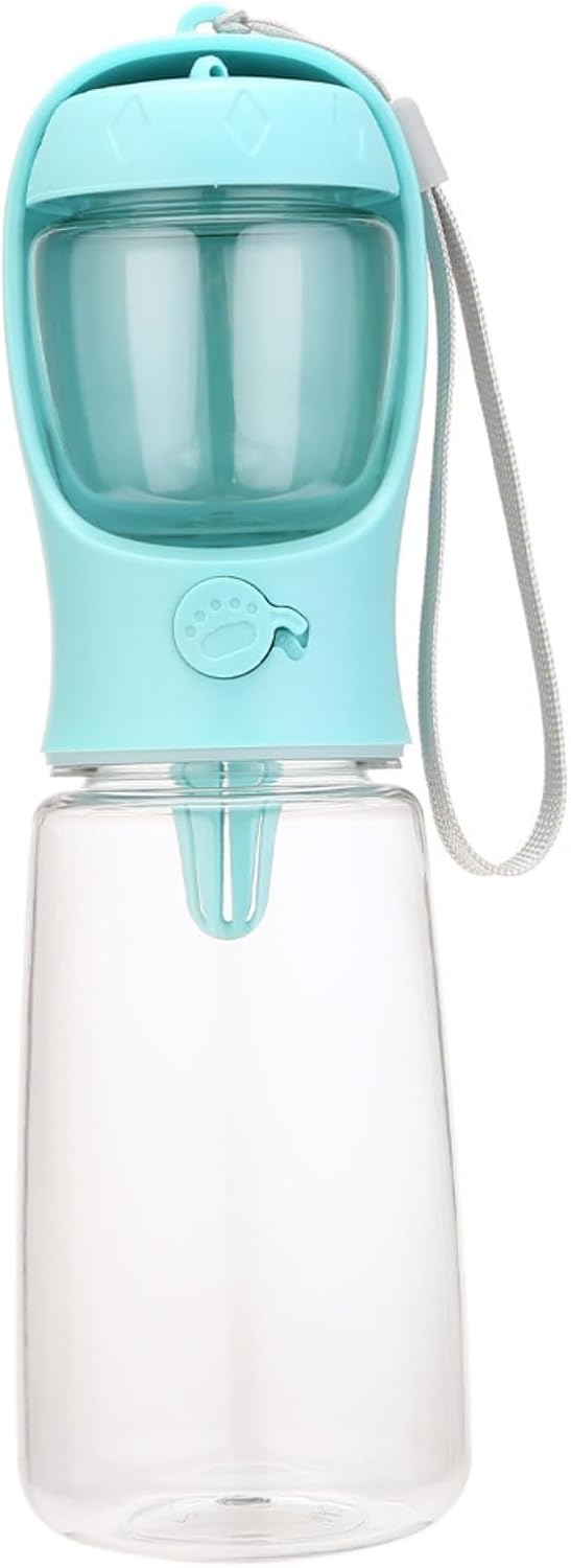 Portable Pet Water Bottle with Dispenser, Mint Green