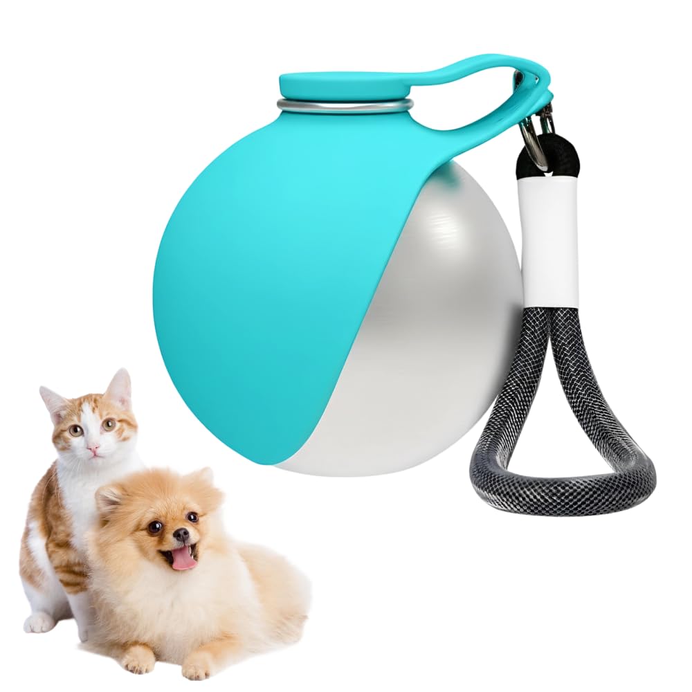 Portable Pet Water Bottle, 285ml/10 Oz Stainless Steel Compact Dog Drinking Bottles Leak Proof Cat Travel Water Bottles with Foldable Silicone Bowl for Outdoor Walking Hiking