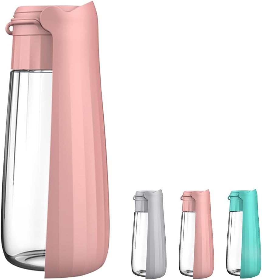 Portable Dog Water Bottle, 19 OZ Pet Travel Water Dispenser Pink