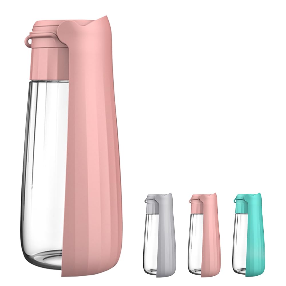 Portable Dog Water Bottle, 19 OZ Pet Travel Water Dispenser Pink