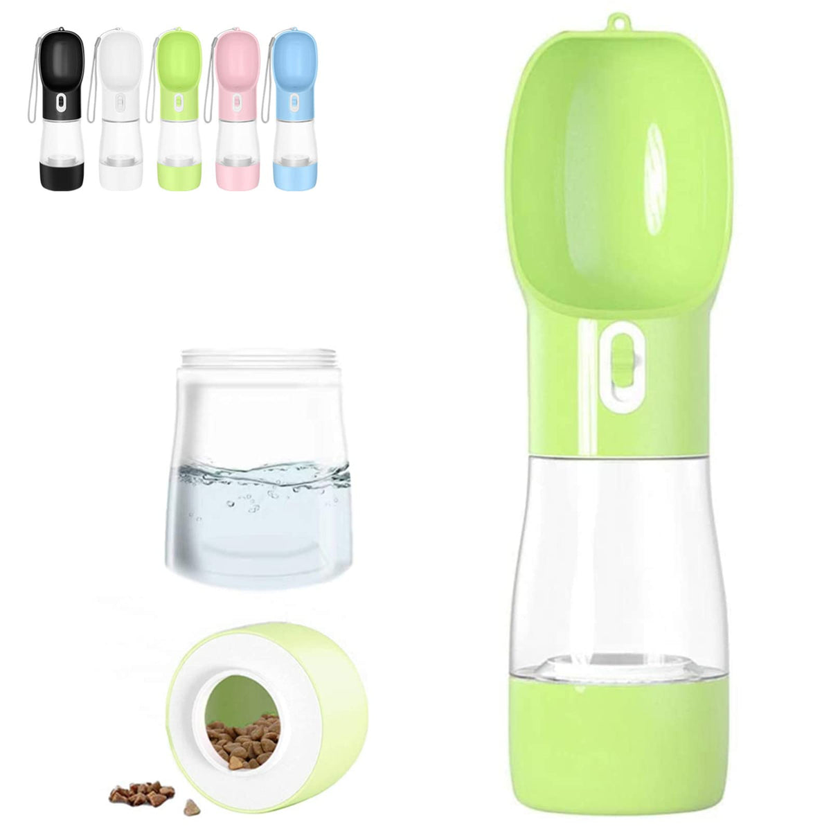 Dog Water Bottle Portable, 2in1 Round Foldable Water Bowl for Dogs Pink PET
