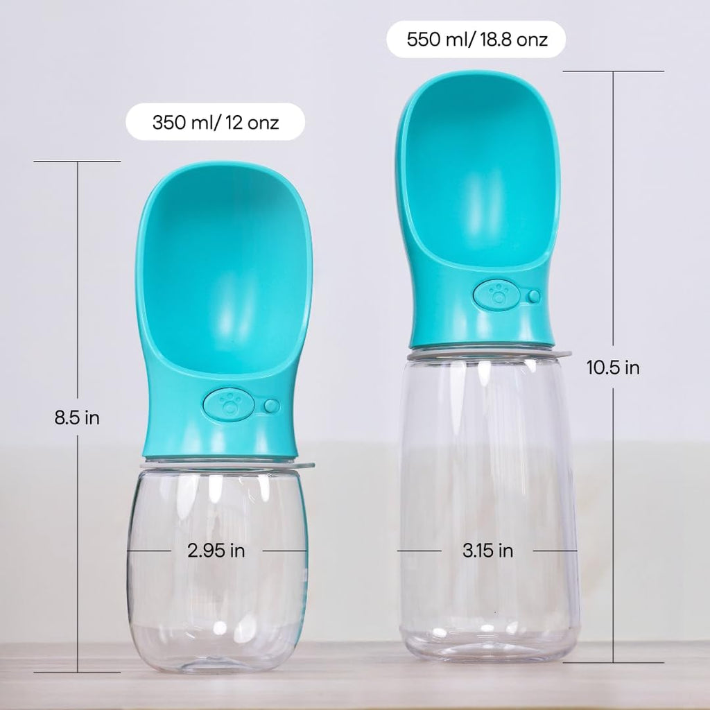 Portable Dog Water Bottle with Bowl – Leak Proof, Lightweight Travel Water Bottle for Dogs. (Blue, 350 ml)