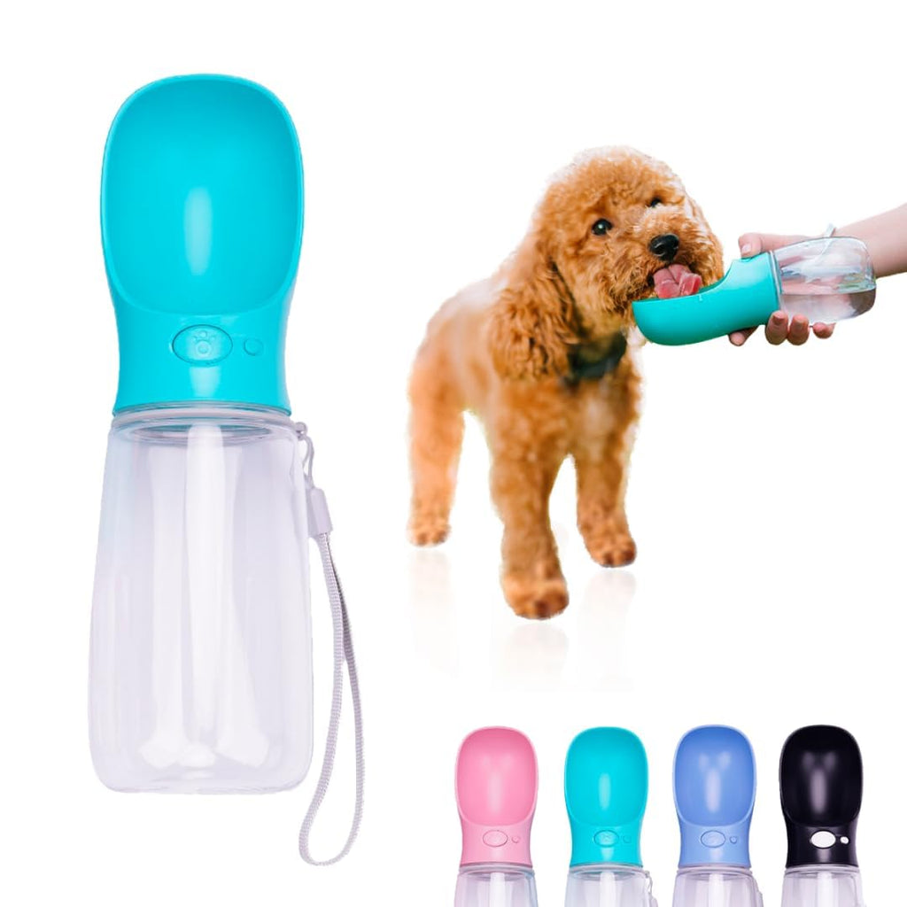 Portable Dog Water Bottle with Bowl – Leak Proof, Lightweight Travel Water Bottle for Dogs. (Blue, 350 ml)