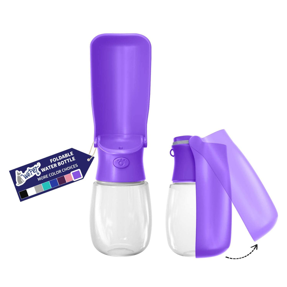 WePet Foldable Portable Dog Water Bottle Puppy Water Dispenser with Drinking Feeder, 12 OZ, High-Temperature Resistant Leak Proof for Pets Outdoor Walking, Hiking, Travel, Food Grade Plastic BPA Free