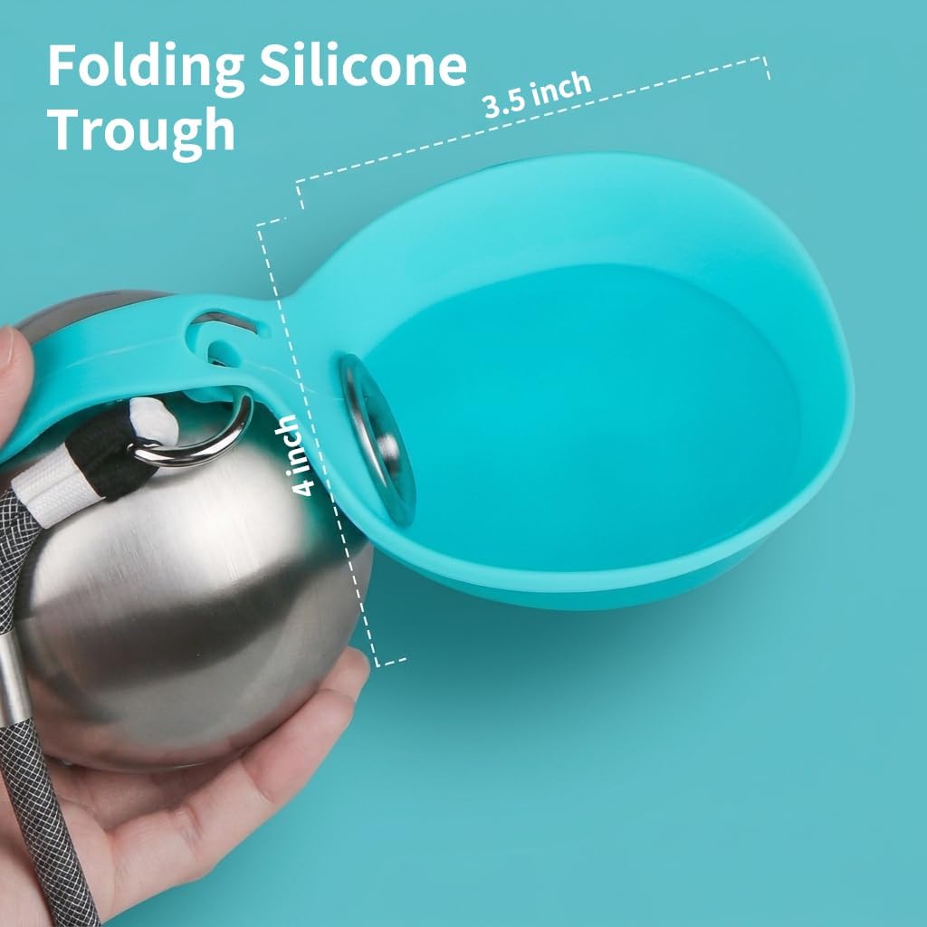 2 in 1 10oz Portable Dog Water Bowl Stainless Steel Dog Travel Water Bottle