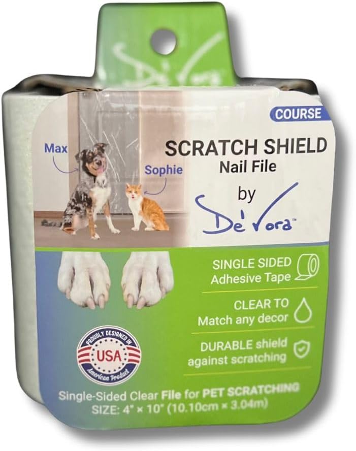 Transparent Scratch Shield Claw File Protention Tape for Furniture, Windows, Floors & Walls- Anti Scratch Furniture Protector and File -10 feet Self-Adhesive Tape for Cats & Dogs (Coarse)
