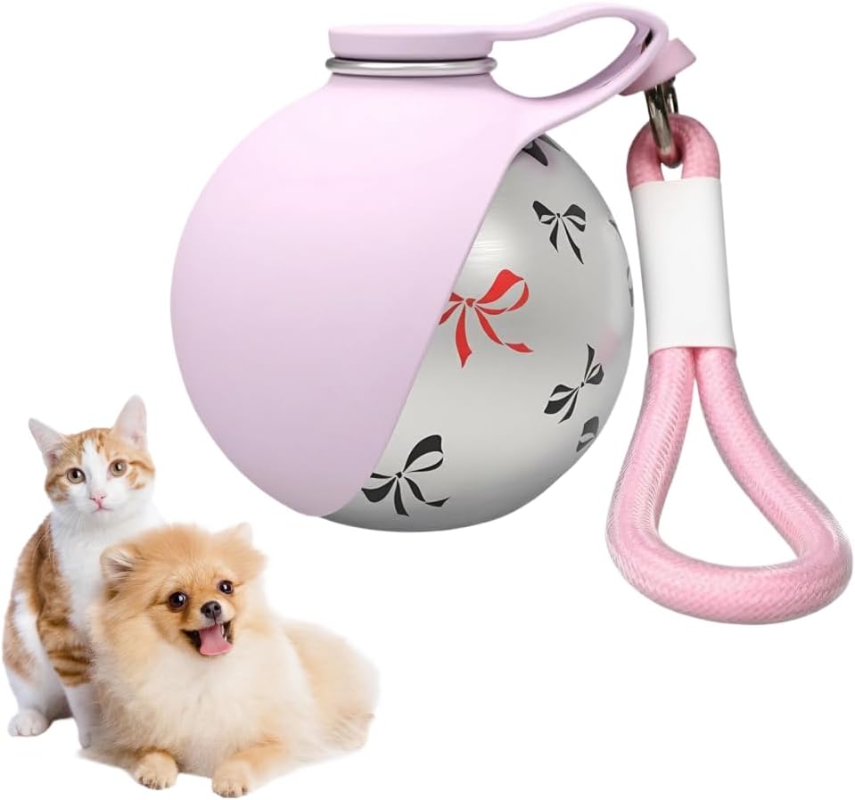 Portable Pet Water Bottle, 285ml/10 Oz Stainless Steel Compact Dog Drinking Bottles Leak Proof Cat Travel Water Bottles with Foldable Silicone Bowl for Outdoor Walking Hiking