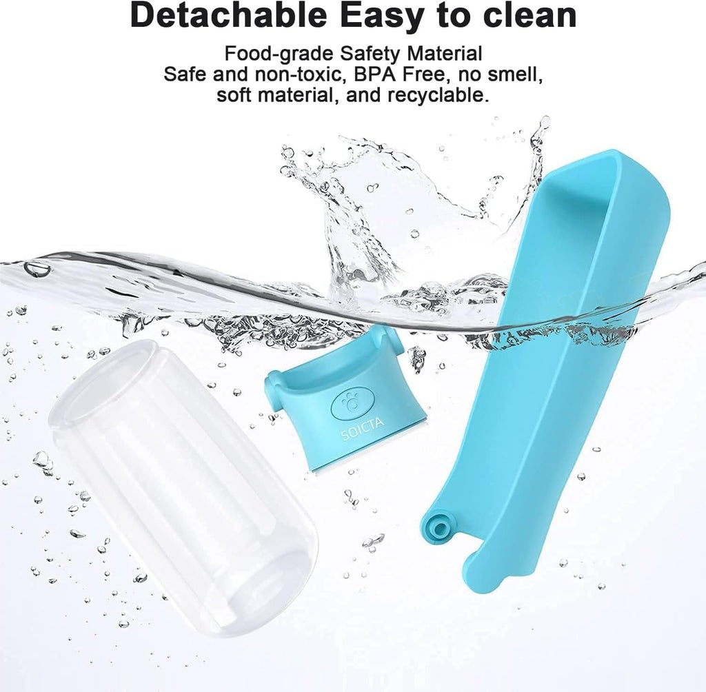 SOICTA Portable Dog Small Animals Water Bottle for Walking 19 OZ or 12 OZ Pet Water Bottles for Puppy Medium Large Dogs Little Animals Water Dispenser Dog Small Animals Water Bowl