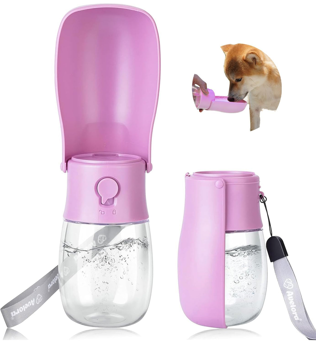 Foldable Dog Water Bottle, Portable Water Dispenser for Cat, Rabbit, Puppy and Small Animals, the Perfect Dog Gifts and Dishwasher Safe Pet Accessories for Walking, Hiking, Travel