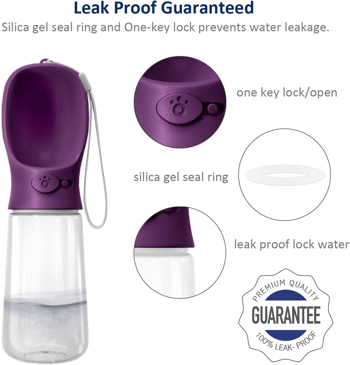 WePet Portable Dog Water Bottle with Food Container, 19 OZ + 6 OZ, Leak Proof Puppy Water Dispenser with Drinking Feeder for Pets Outdoor Walking, Hiking, Travel, Food Grade Plastic