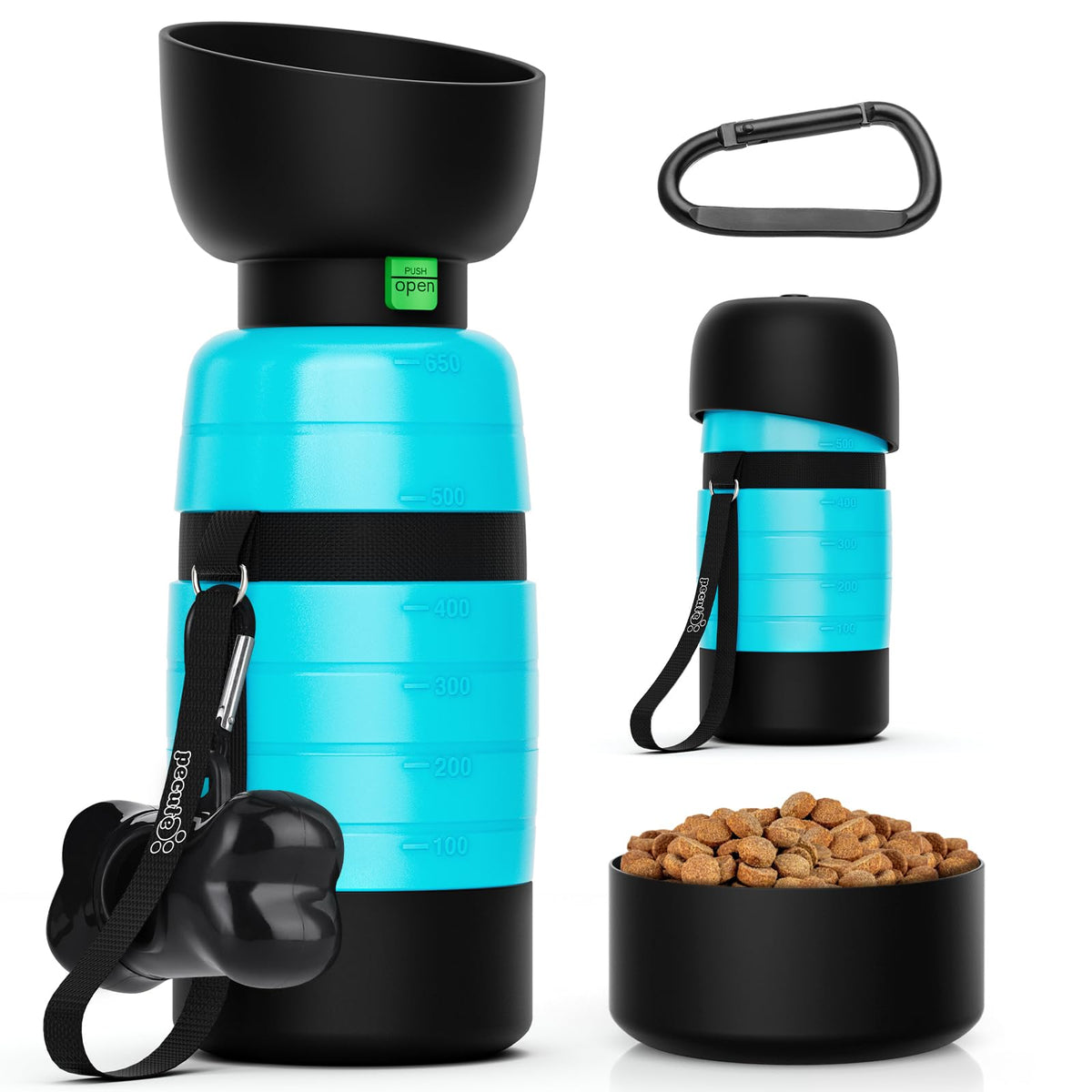 Pecute Portable Dog Water Bottle, 2 in 1 Cat Dog Travel Water Bottle Bowl Leakproof with Double Seal, BPA Free, Lightweight, Pet Small Animal Water Bottel Dispenser for Outdoor Walking Hiking Travels
