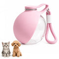 2-in-1 Portable Dog Water Bottle with Foldable Bowl, Leak-Proof Pet Travel Water Dispenser with Carry Strap, Lightweight Drinking Bottle for Dogs and Cats, Walking, Hiking and Outdoor Use Plastic Pink