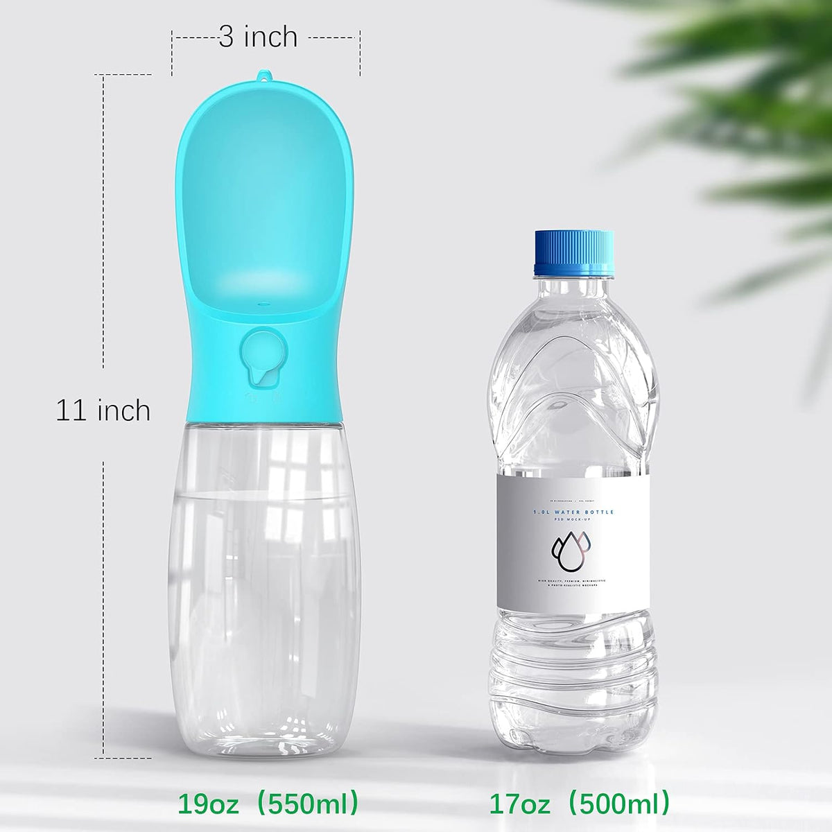 Dog Water Bottle - Dog Water Dispenser for Walking with Dog Waste Bag, Portable Pet Water Bottle for Travel, BPA Free Water Bottle for Cat, Rabbit,Puppy and Other Animals (19 Oz)