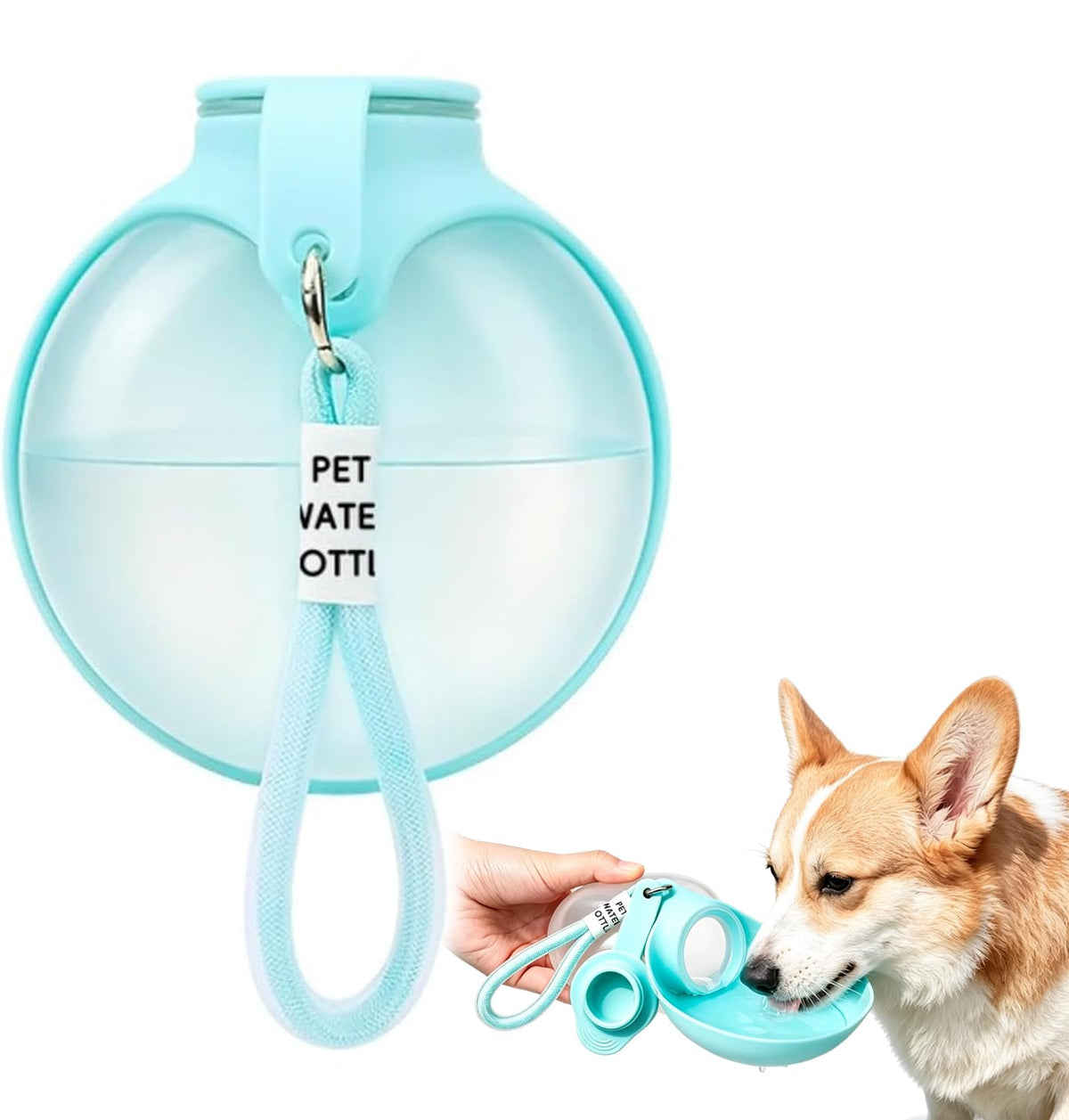 Dog Water Bottle, 2-in-1 Portable Oblate Foldable Pet Cup with Lanyard for Outdoor Walking-Leak-Proof Pet Travel Water Dispenserfood-Grade Silicone Drinking Tray for Small Cats and Dogs（Pink）