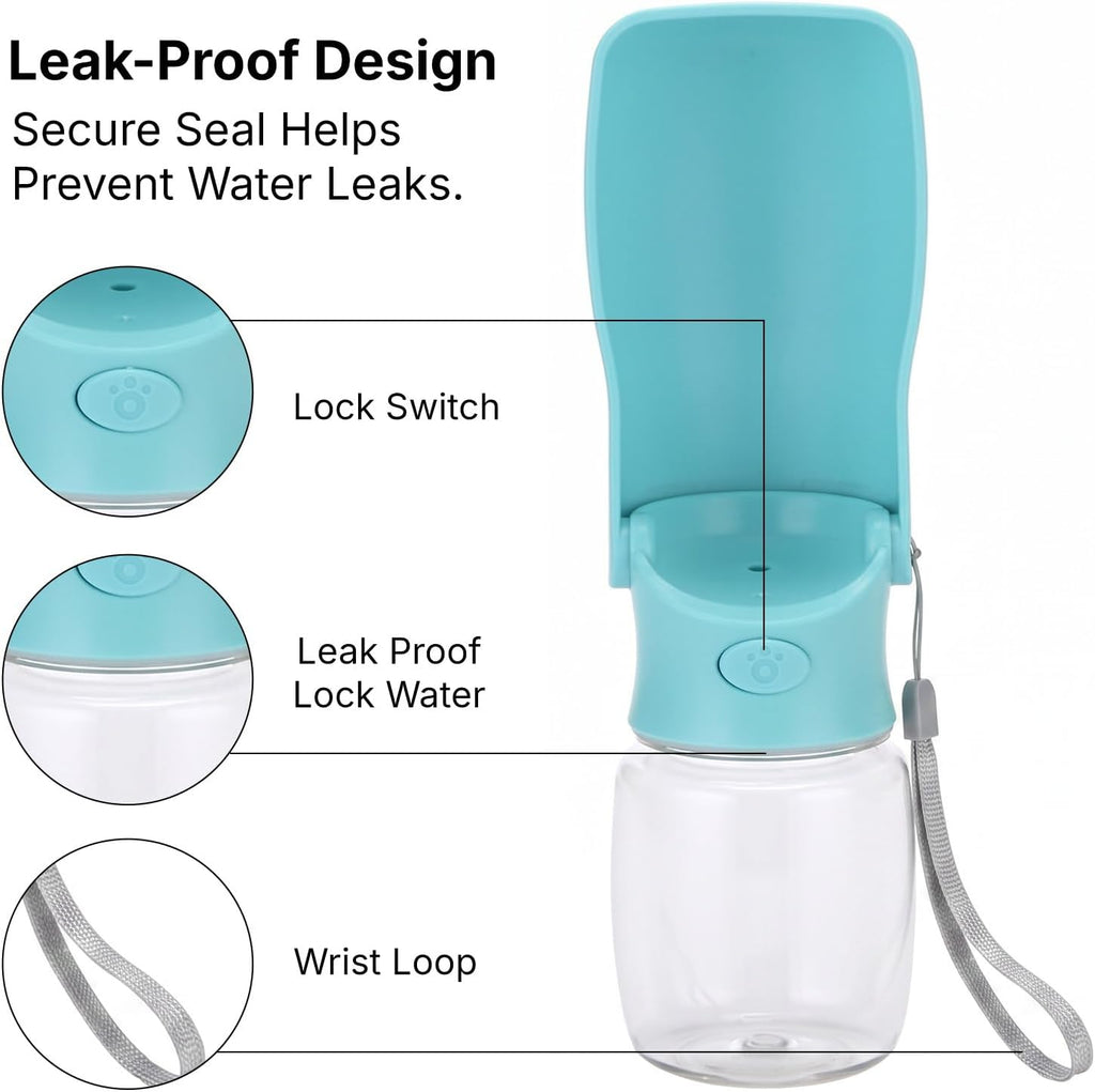 Dog Water Bottle, 350ml Foldable Pet Water Dispenser with Drinking Bowl for Cats and Dogs, Travel Water Cup
