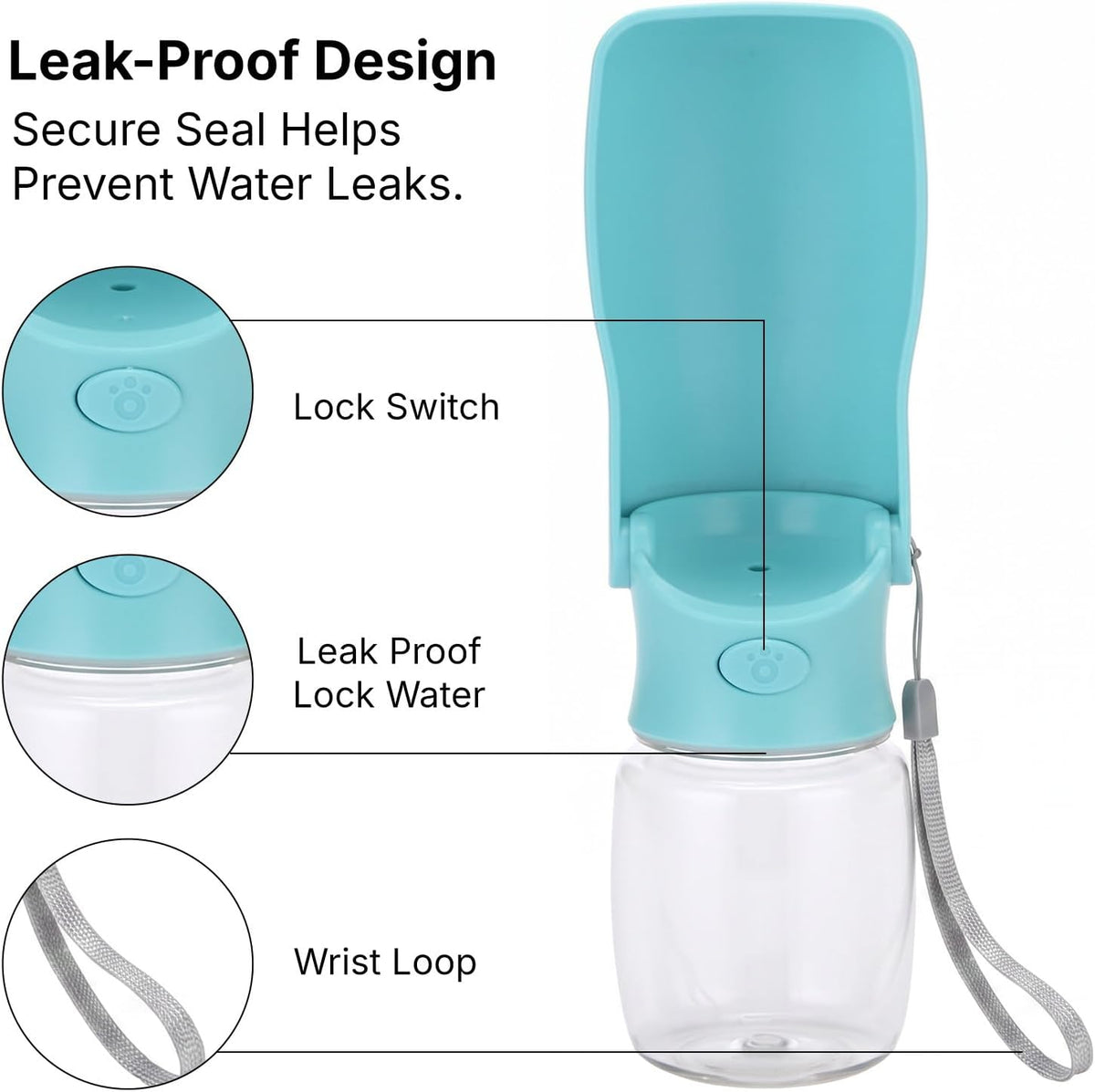 Dog Water Bottle, 350ml Foldable Pet Water Dispenser with Drinking Bowl for Cats and Dogs, Travel Water Cup