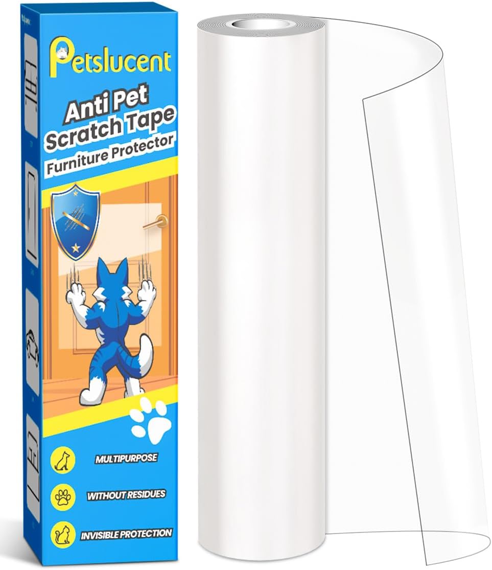 Cat Scratch Furniture Protector: Cat Anti Scratch Tape - Door Protector from Dog Scratching - Clear Training Self Adhesive Tape for Carpet, Sofa, Couch, Door (118in x 7.9in)