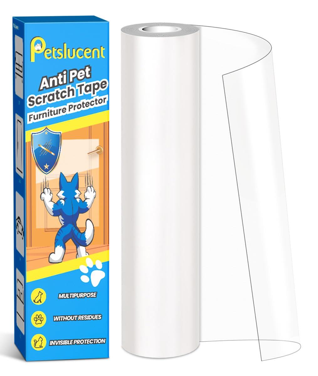 Cat Scratch Furniture Protector: Cat Anti Scratch Tape - Door Protector from Dog Scratching - Clear Training Self Adhesive Tape for Carpet, Sofa, Couch, Door (118in x 7.9in)