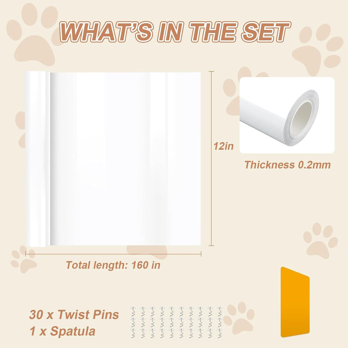 Cat Scratch Furniture Protector, 160"x12" Single-Sided Sticky Couch Protector from Cat Claws, Transparent Plastic Cover Adhesive Clear Anti Scratch Deterrent for Furniture Sofa Door (30 Pins)