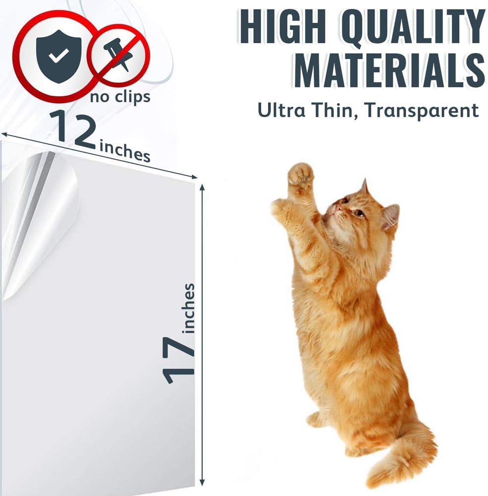 Anti-Cat Scratch Furniture Protector Deterrent Tape - 12"x17", 8 PCS