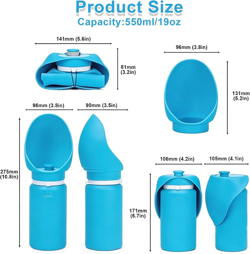 Dog Water Bottle Portable, Large Wide-Mouth Drinking Bowl (Blue)