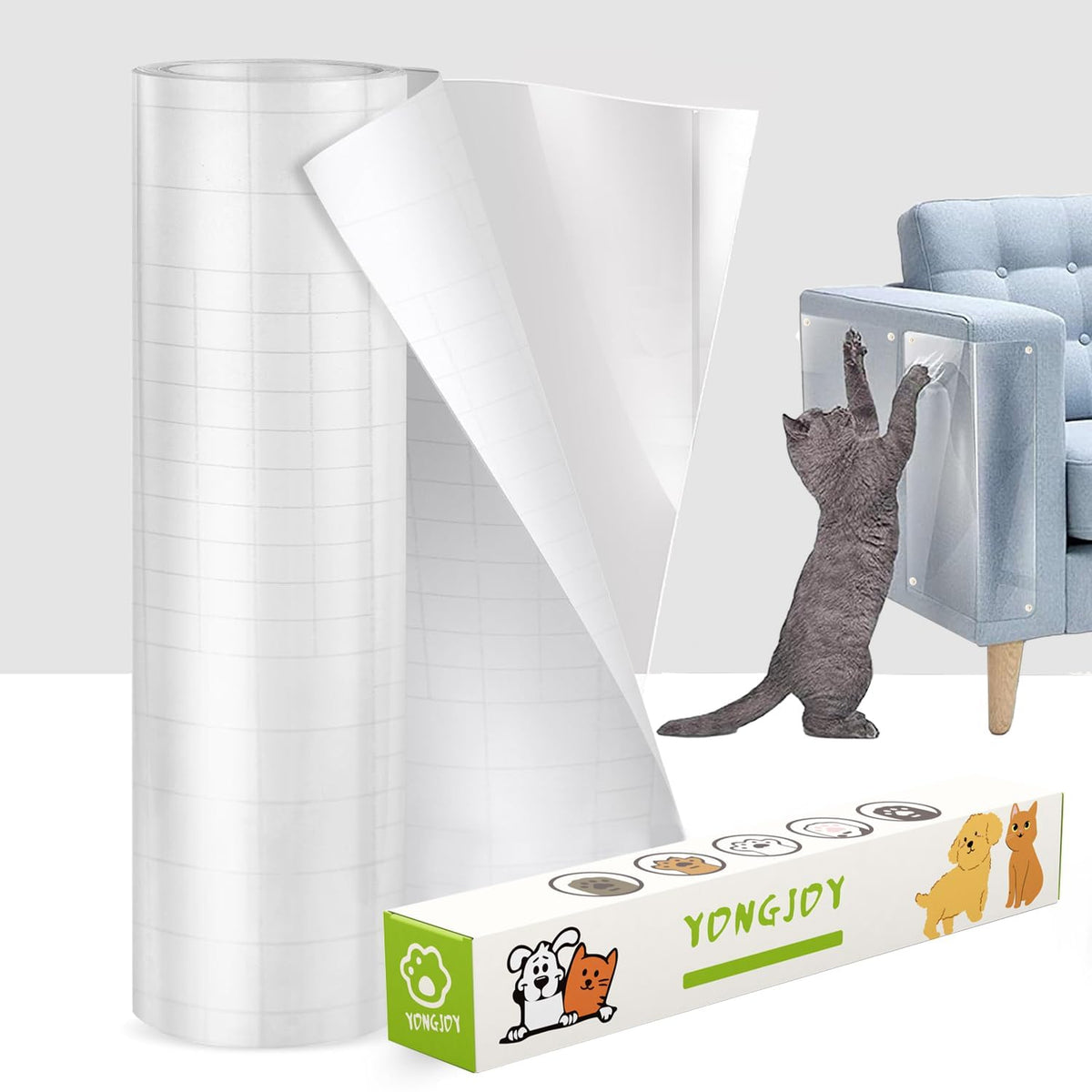 yongjoy Cat Scratch Furniture Protector, 158" x 11.8" Clear Tape