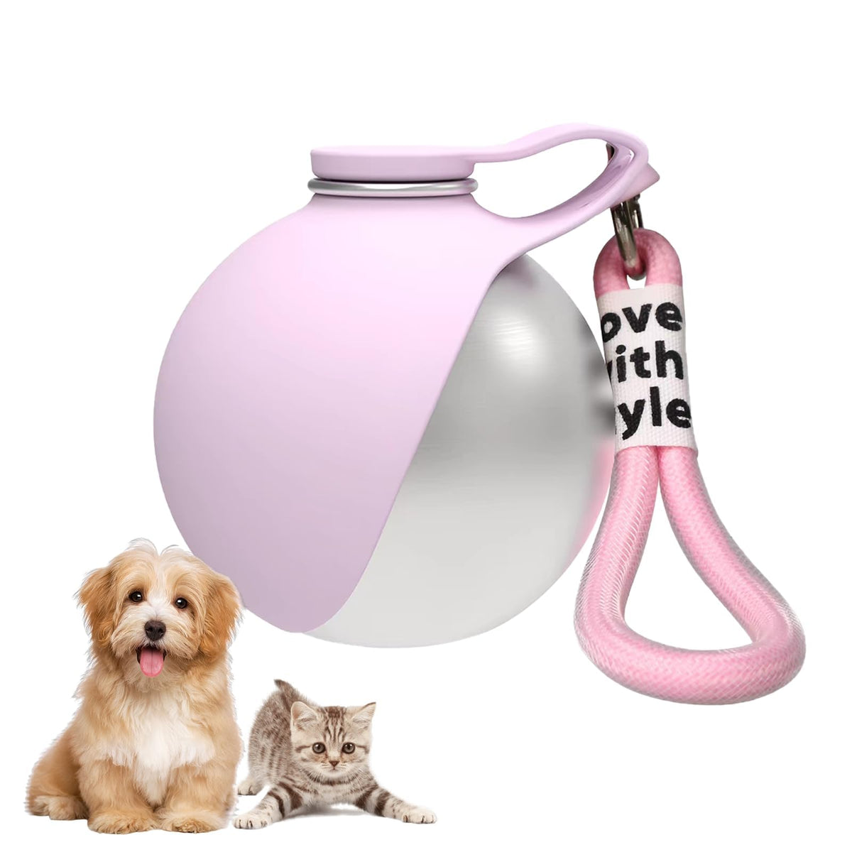 2in1 Portable Dog Water Bottle Portable,10oz Stainless Steel Leak Proof Pet Water Bottle Portable Dog Water Bottle Silicone Bowl,Outdoor Travel Water Bottle for Dogs Walking Hiking Camping, Blue