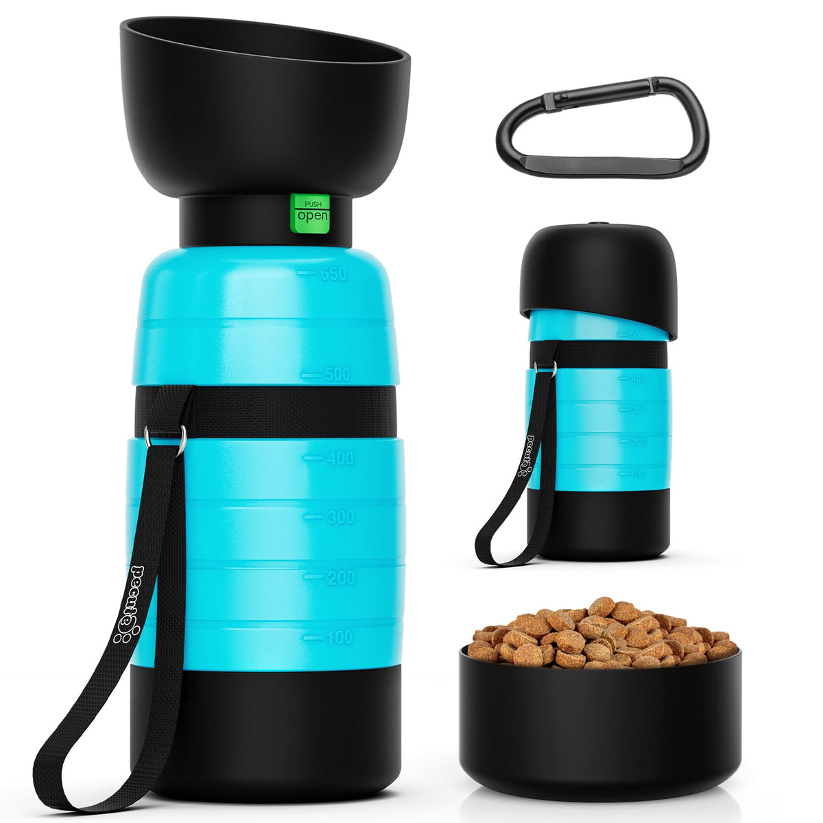 Pecute Portable Dog Water Bottle, 2 in 1 Cat Dog Travel Water Bottle Bowl Leakproof with Double Seal, BPA Free, Lightweight, Pet Small Animal Water Bottel Dispenser for Outdoor Walking Hiking Travels