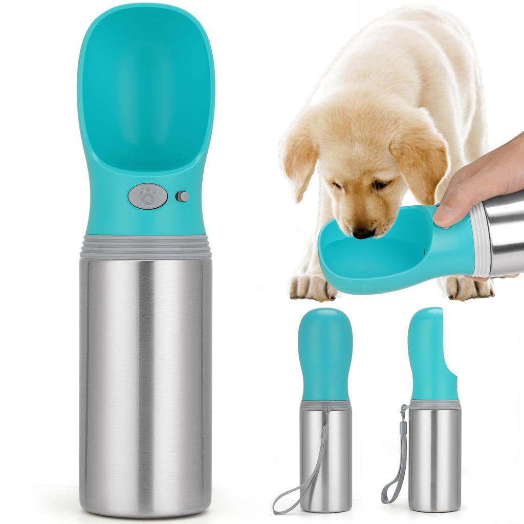 Portable Dog Water Bottle, 14 OZ Stainless Steel Pet Water Dispenser