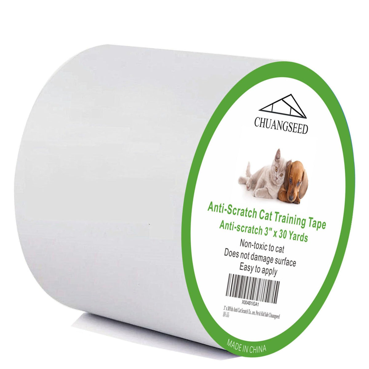Chuangseed Anti Cat Scratch Tape, 4" x 30Yds, Transparent, Double Sided, Furniture Protector, Pet Safe, Easy Installation, One Year Warranty
