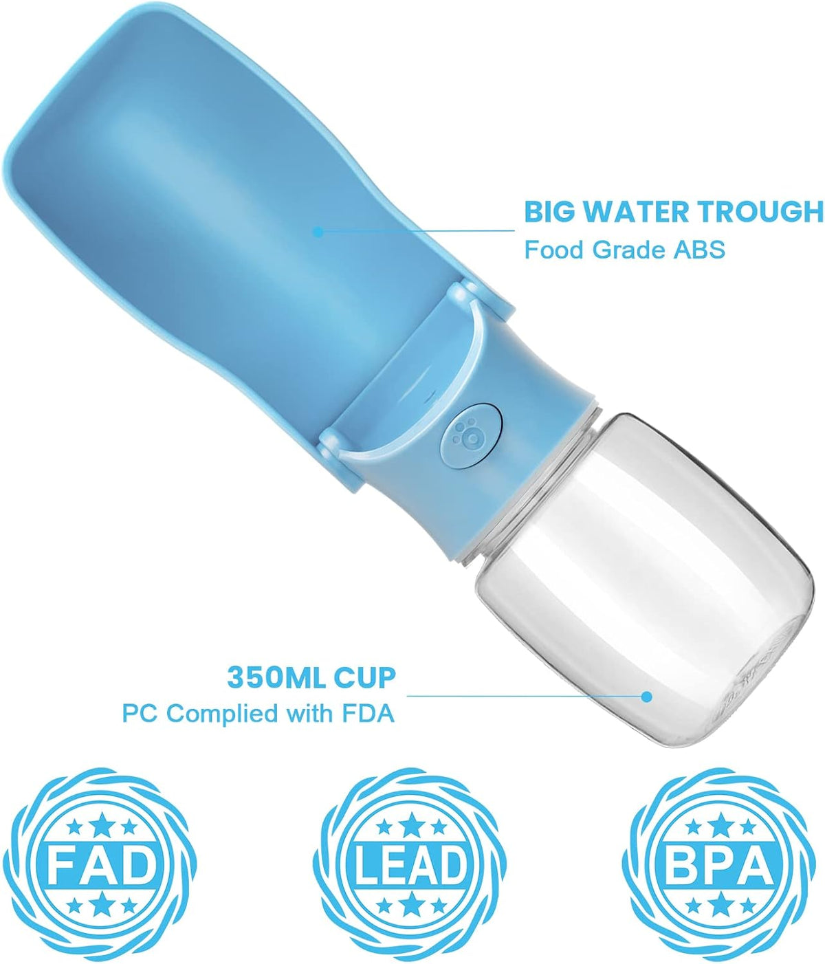 Portable Dog Water Bottle, Foldable Water Bottle for Dog, SkyBlue, 12oz
