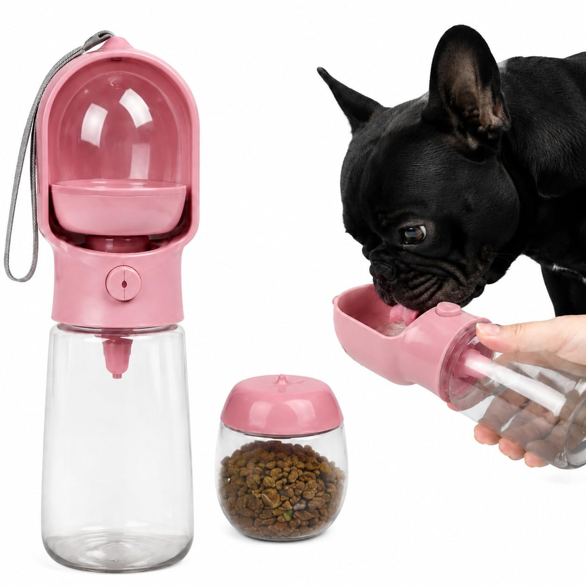 2-in-1 Dog Cat Portable Water & Food Travel Dispenser Bottle (Green)