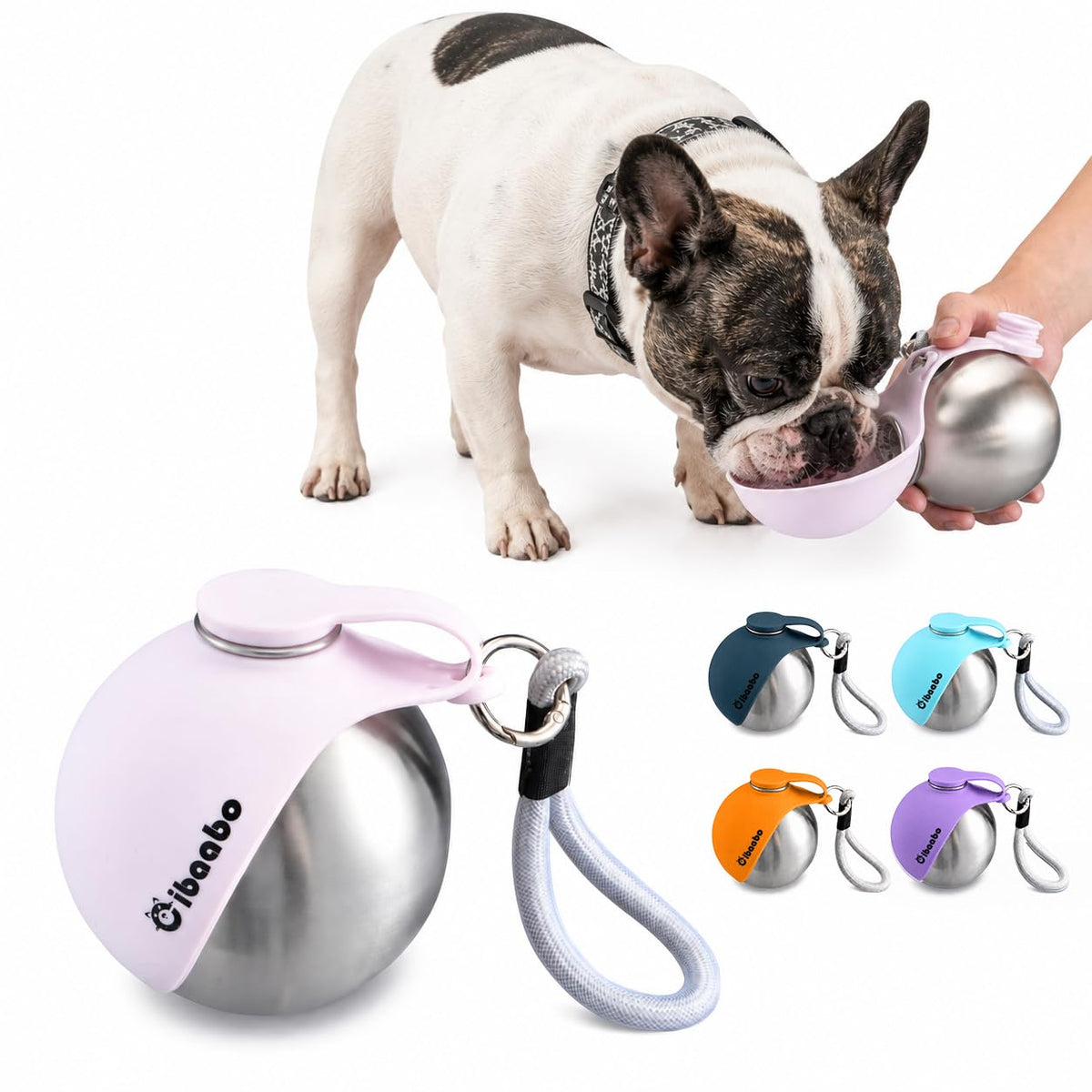 Cibaabo Portable Dog Water Bottle with Collapsible Silicone Bowl 10 oz