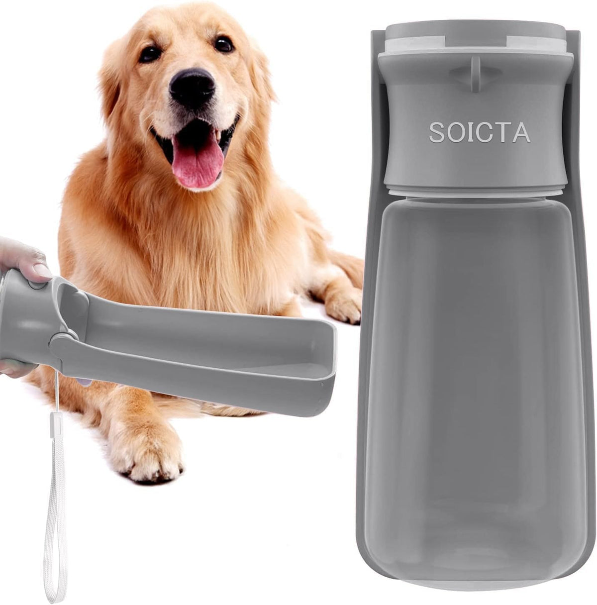 SOICTA Portable Dog Small Animals Water Bottle for Walking 19 OZ or 12 OZ Pet Water Bottles for Puppy Medium Large Dogs Little Animals Water Dispenser Dog Small Animals Water Bowl