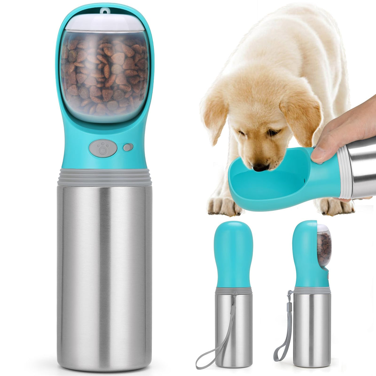 Portable Dog Water Bottle, 14 OZ Stainless Steel Pet Water Dispenser