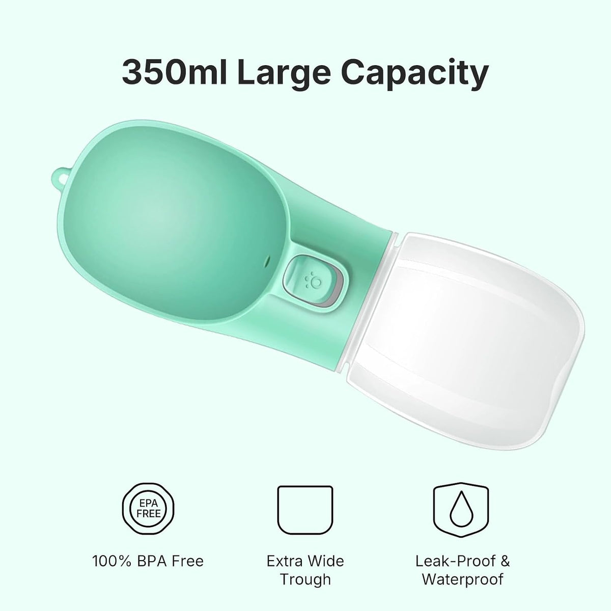 Portable Dog Water Bottle 300ml Leak Proof Pet Drinking Bottle for Dogs & Cats, Outdoor Travel Water Dispenser for Walking Hiking Camping (Lake Green)