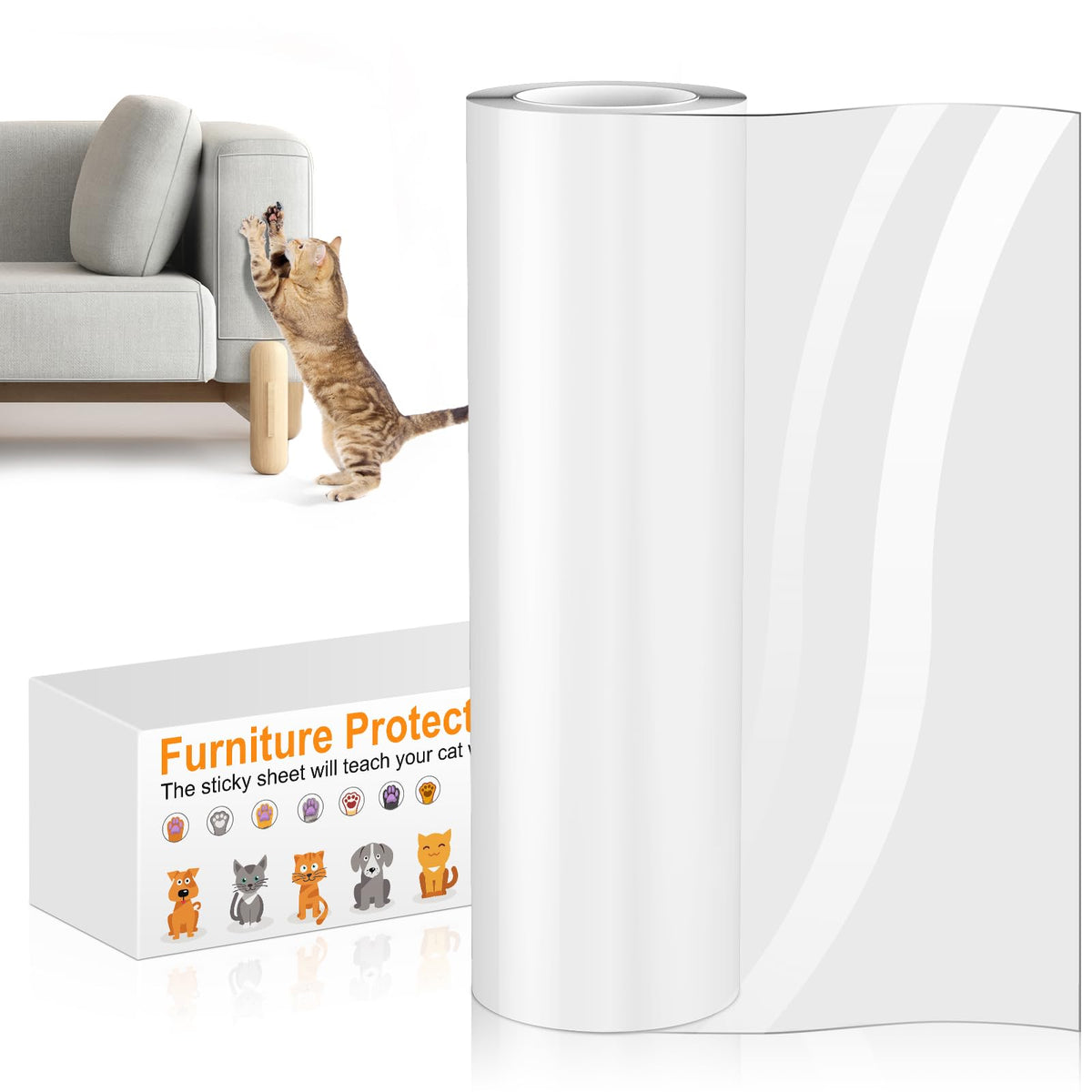 Anti Cat Scratch Furniture Protector (11.8" x 197") Single Sided