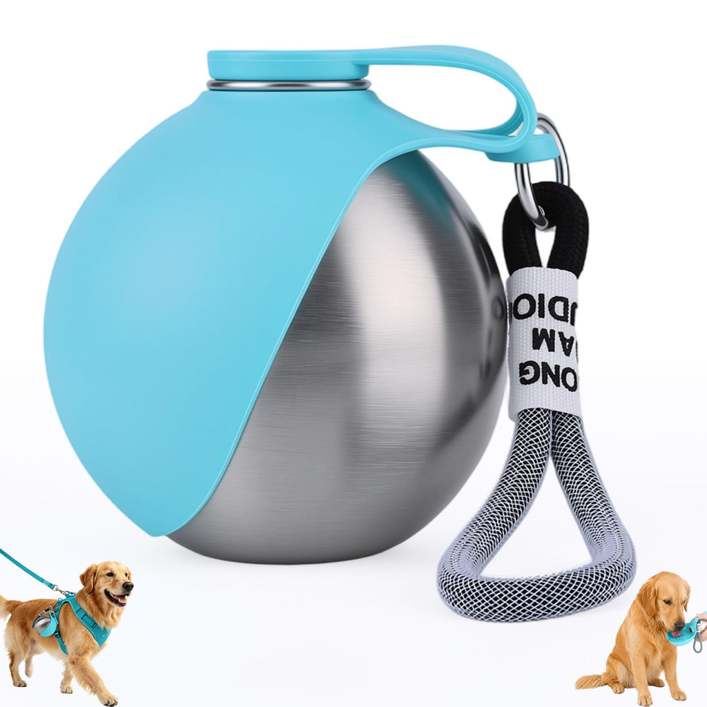 2 in 1 Portable Dog Water Bottle for Dogs,10oz Stainless Steel Portable Dog Water Bottle with Foldable Silicone Bowl, Leak-Proof 2 in 1 Portable Tumbler for Small Dog & Puppy Walking Hiking Outdoor