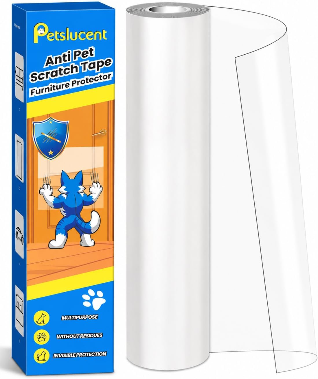Cat Scratch Furniture Protector 157in x 11.8in: Cat Anti Scratch Tape - Door Protector from Dog Scratching - Clear Training Self Adhesive Tape for Carpet, Sofa, Couch, Door