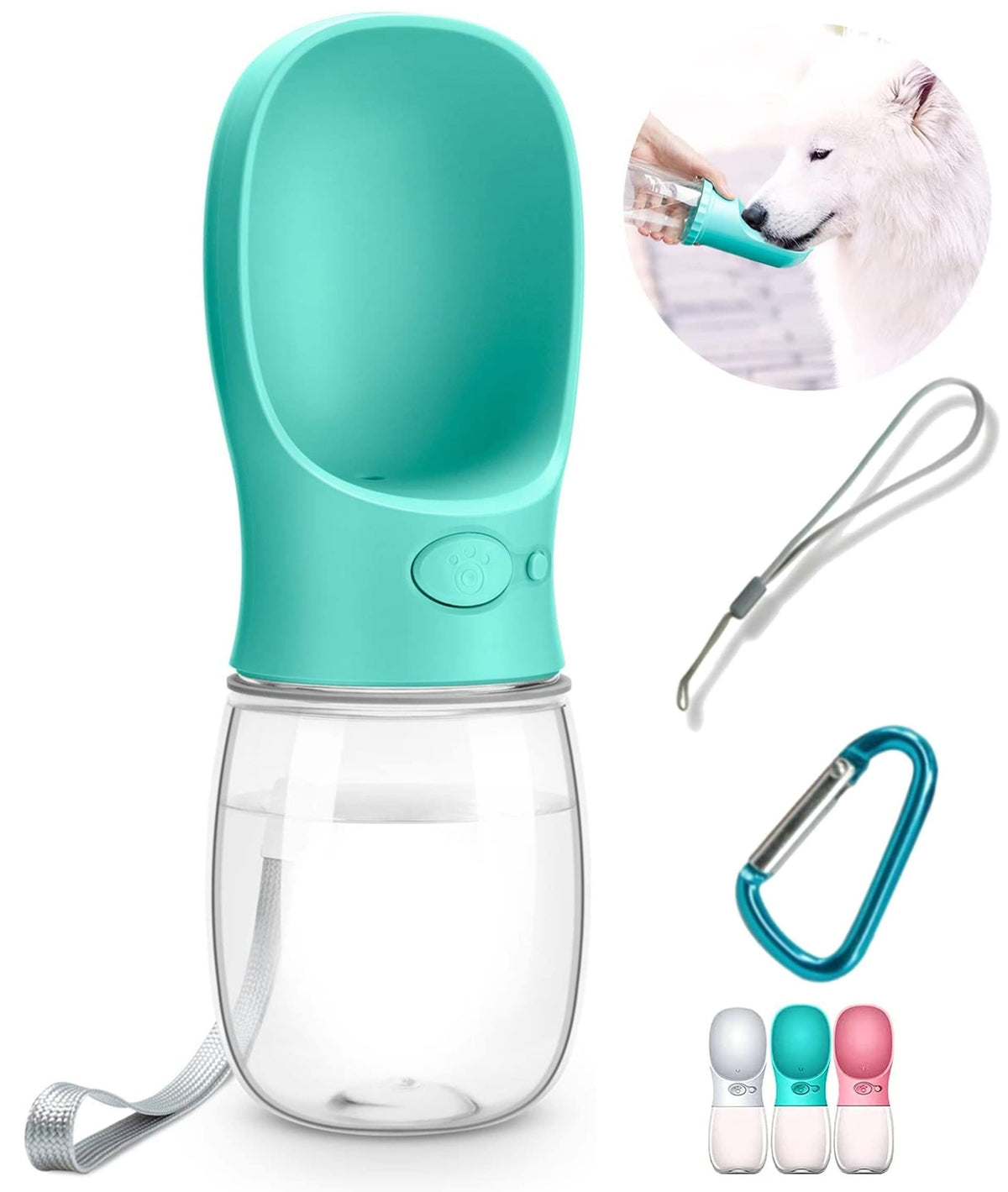 DEYACE Dog Water Bottle, Leak Proof Portable Pet Water Bottles for Dogs, Puppy Water Dispenser with Drinking Feeder for Travel (Pink 12oz)