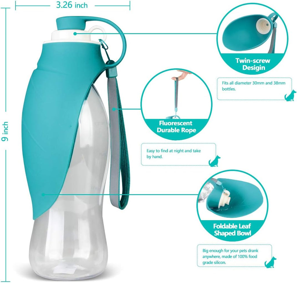 TIOVERY Dog Water Bottle for Walking, Pet Water Dispenser Feeder Container Portable with Drinking Cup Bowl Outdoor Hiking, Travel for Puppy, Cats, Hamsters, Rabbits and Other Small Animals 20 OZ