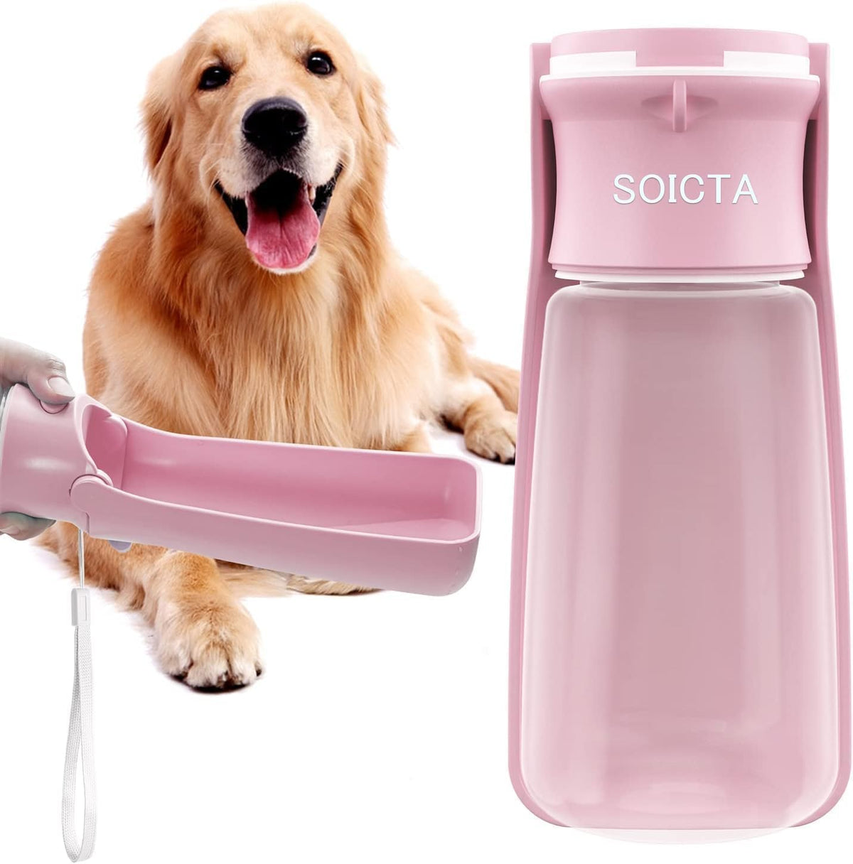 SOICTA Portable Dog Small Animals Water Bottle for Walking 19 OZ or 12 OZ Pet Water Bottles for Puppy Medium Large Dogs Little Animals Water Dispenser Dog Small Animals Water Bowl