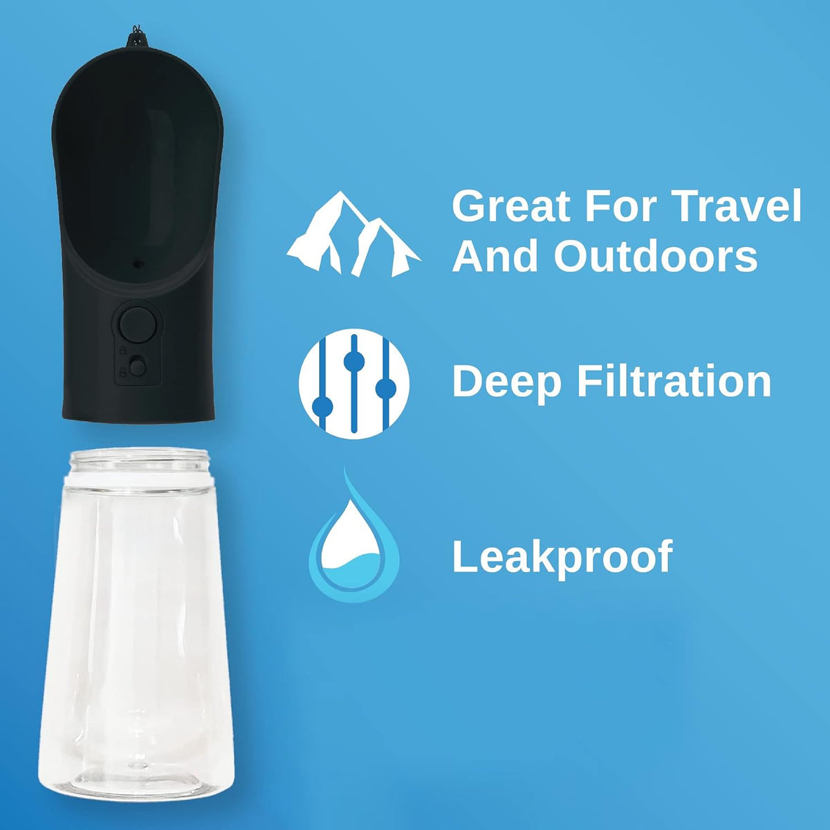 Portable PET Travel DOG on-the-go CAT WATER BOTTLE. Best Leak-Proof Water fountain for small cats, dogs. 12oz
