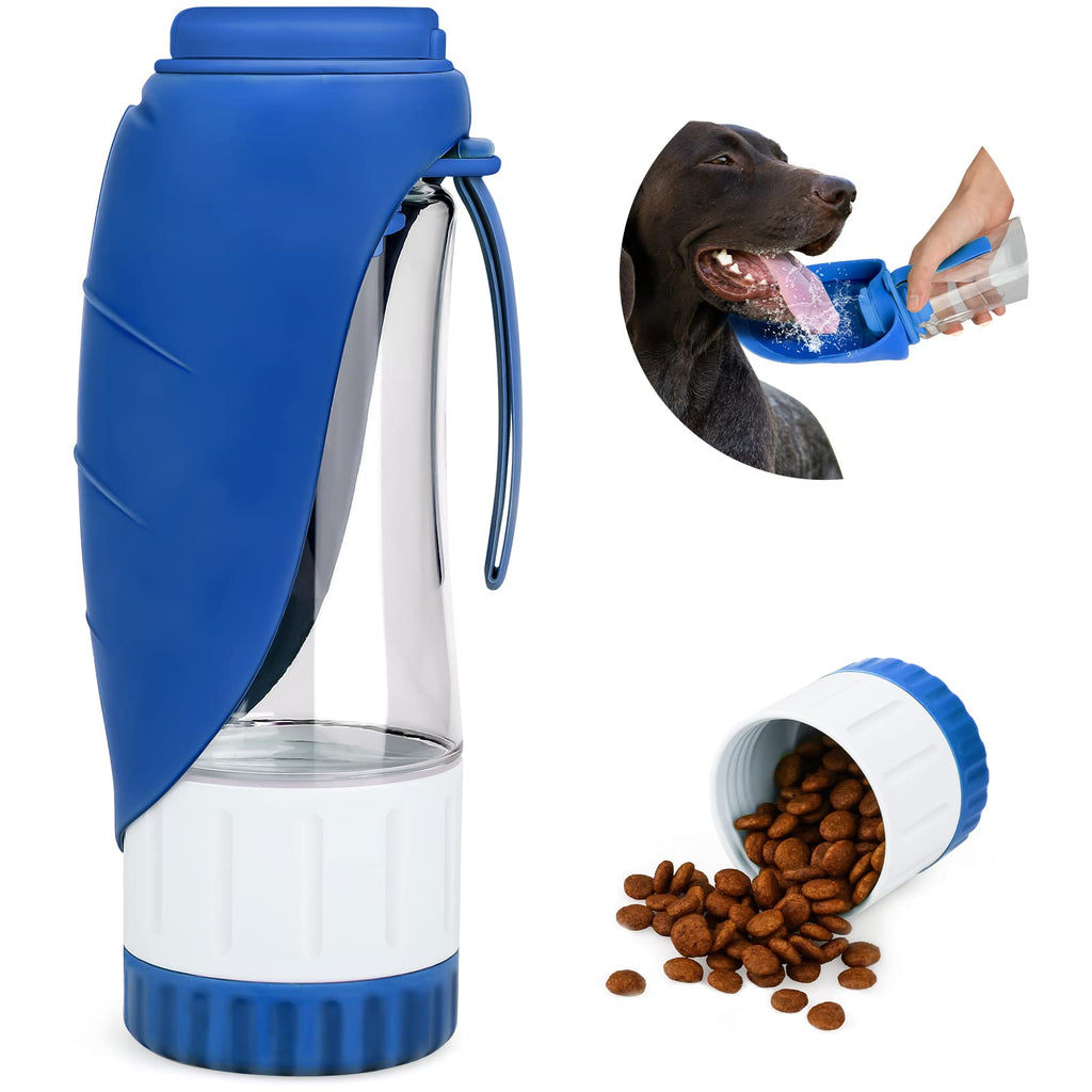 TIOVERY Upgraded Dog Water Bottle, Portable Dog Cat Puppy Pet Water Dispenser Feeder with Drinking Cup and Food Container Leak Proof for Outdoor Walking, Travel, Hiking 12OZ