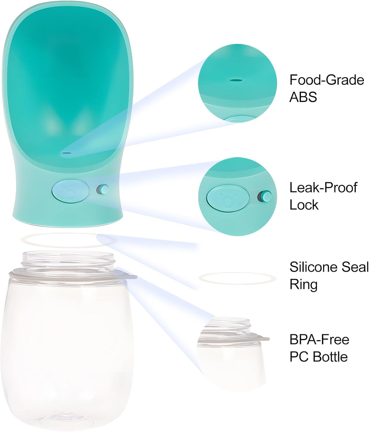 Portable Dog Water Bottle with Bowl – Leak Proof, Lightweight Travel Water Bottle for Dogs. (Blue, 350 ml)