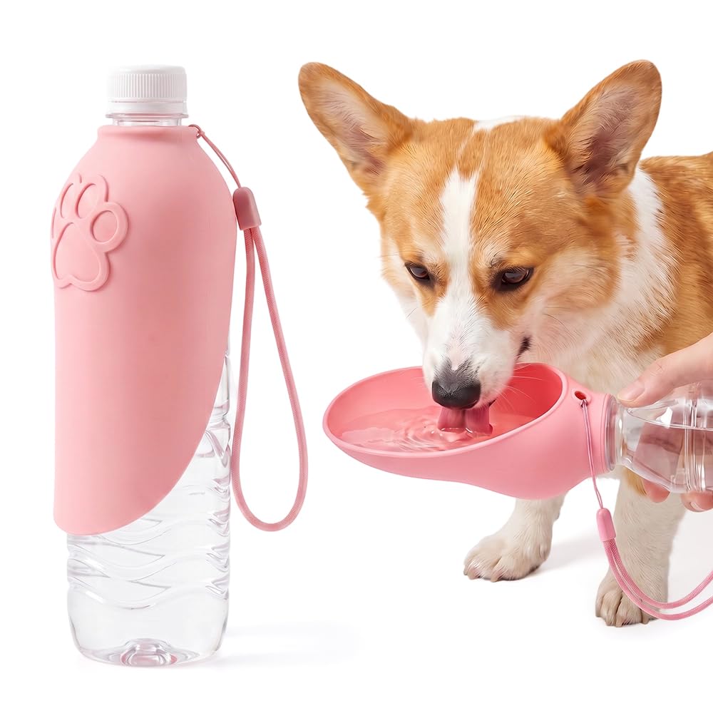 Portable Dog Water Bottle Foldable Dog Travel Water Bottle (Pink, 1 PCS)