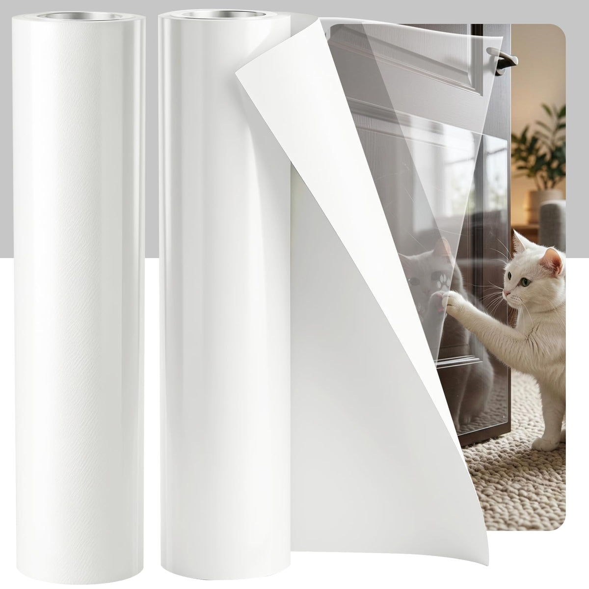 200"x12" Cat Scratch Furniture Protector, Couch Protector from Cat Claws, Heavy Duty Self-Adhesive Anti Scratch Furniture Protector for Sofa Back & Corners, Pet Furniture Guard