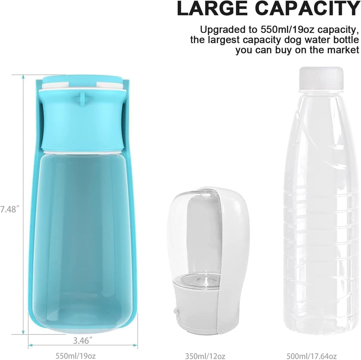 SOICTA Portable Dog Small Animals Water Bottle for Walking 19 OZ or 12 OZ Pet Water Bottles for Puppy Medium Large Dogs Little Animals Water Dispenser Dog Small Animals Water Bowl