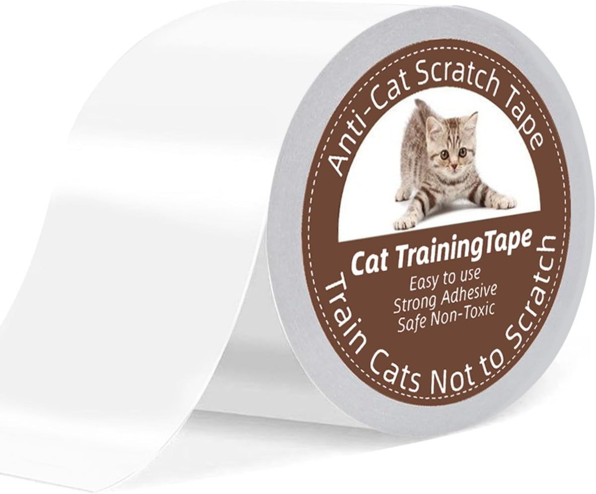 Anti Cat Scratch Tape, 4 inches x 20 Yards Cat Training Tape, 100% Transparent Double Sided Tape for Anti Cat Scratcher, Sticky Paws Tape for Cats